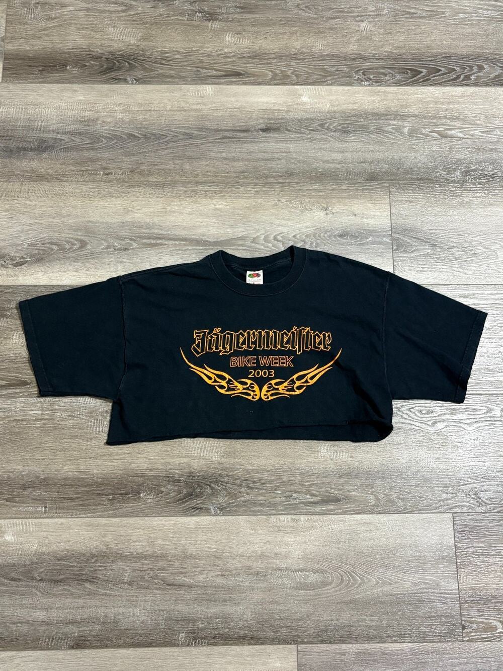 Vintage 2003 Jagermeister Bike Week Black Crop Top Shirt Biker Y2K - Women’s XL